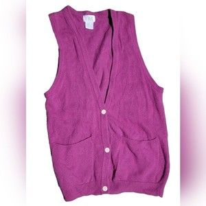 Vintage FABE Pink Lambs Wool Oversized Sweater Vest Size Medium